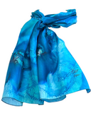 Écharpe en soie Bleu jeans bleu - Soierie Huo