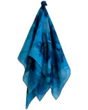 Foulard carré de soie Bleu jeans bleu - Soierie Huo