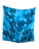 Foulard carré de soie Bleu jeans bleu - Soierie Huo