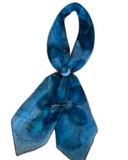 Ensemble Carré de soie et clip Bleu jeans bleu - Soierie Huo