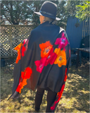 Paréo de soie Noir tutti frutti - Soierie Huo