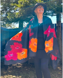 Paréo de soie Noir tutti frutti - Soierie Huo