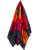 Foulard carré de soie Noir tutti frutti - Soierie Huo