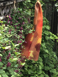 Red and orange maple silk scarf - Soierie Huo