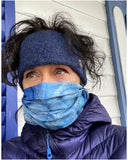 Masque, Couvre visage en soie Bleu glacier - Soierie Huo