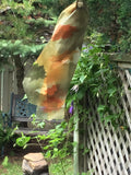 Green and yellow maple silk scarf - Soierie Huo