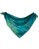 Foulard carré de soie feuilles fond marin - Soierie Huo