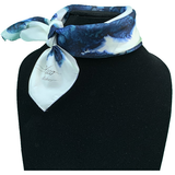 Foulard carré de soie blanc fleurs marines - Soierie Huo