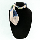 Foulard carré de soie blanc fleurs marines - Soierie Huo