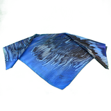 Black and ultramarine cast silk square scarf - Soierie Huo