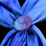 Black and ultramarine cast silk square scarf - Soierie Huo