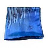 Foulard carré de soie coulé outremer et noir - Soierie Huo