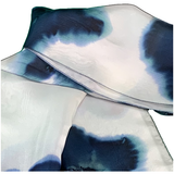 Écharpe en soie blanc fleurs marines - Soierie Huo