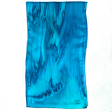 Emerald and marine cast silk scarf - Soierie Huo