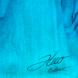 Emerald and marine cast silk scarf - Soierie Huo