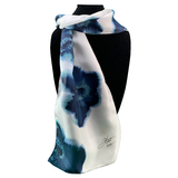 White silk scarf with sea flowers - Soierie Huo