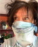 Masque, Couvre visage en soie Neige bleue - Soierie Huo