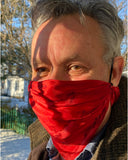 Masque, Couvre visage en soie Coulé rouge - Soierie Huo