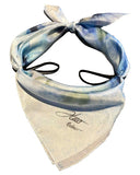 Masque, Couvre visage en soie Neige bleue - Soierie Huo