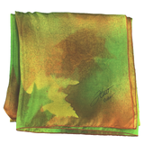 Green and red maple square silk scarf - Soierie Huo
