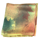 Red and navy maple square silk scarf - Soierie Huo