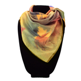 Red and navy maple square silk scarf - Soierie Huo