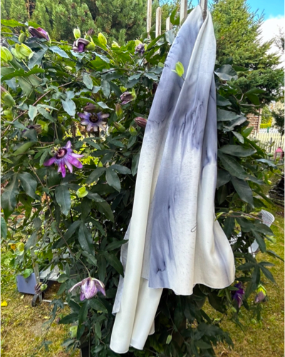 Foulard de soie pour homme et femme Gris et blanc