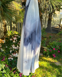Foulard de soie pour homme et femme Gris et blanc