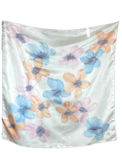 Foulard carré de soie Bouquet pour toi - Soierie Huo