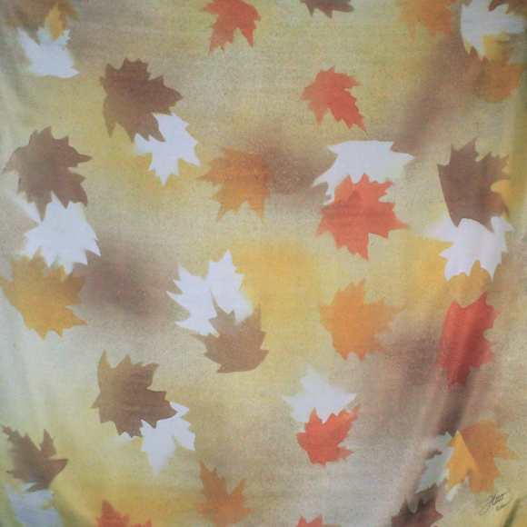 Square silk caramel maple silk scarf - Soierie Huo