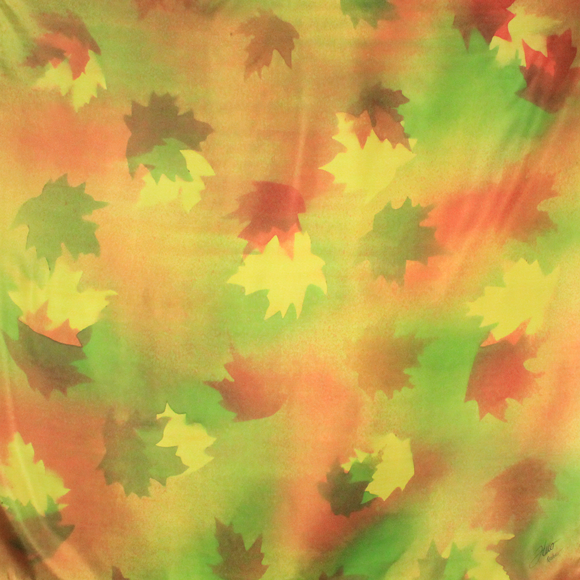 Foulard carré de soie érable vert et rouge - Soierie Huo