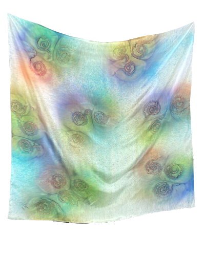 Foulard carré de soie Nautiles pastels - Soierie Huo