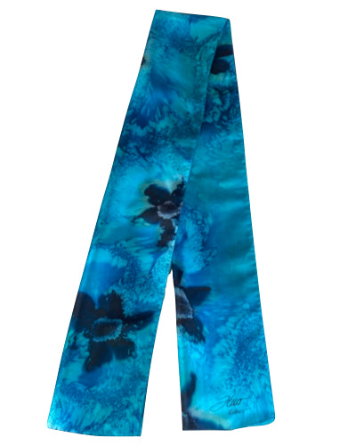 Silk scarf Ara silk marine bloom - Soierie Huo