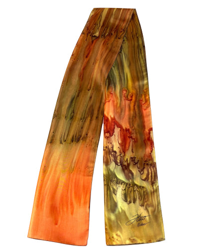 Late Autumn Wavy Silk Scarf - Soierie Huo