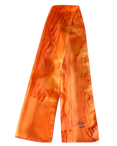 Tangerine wave silk scarf - Soierie Huo