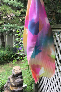 Écharpe de soie érable multicolore vif - Soierie Huo