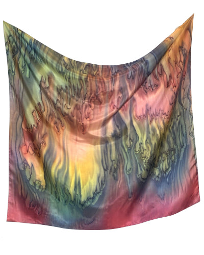 Square silk scarf Warm shades - Soierie Huo