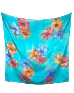 Foulard carré de soie Fleuri ara - Soierie Huo