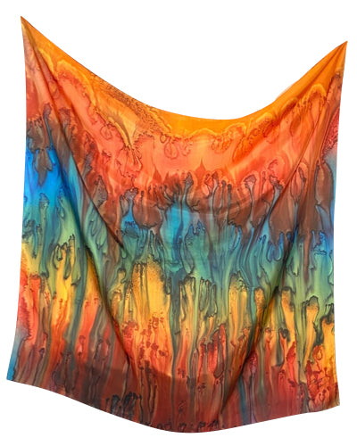 Square silk scarf Les grandes chaleurs - Soierie Huo