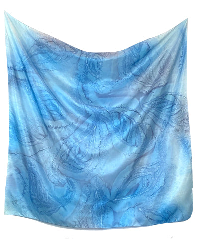 Foulard carré de soie Le bleu de tes yeux - Soierie Huo