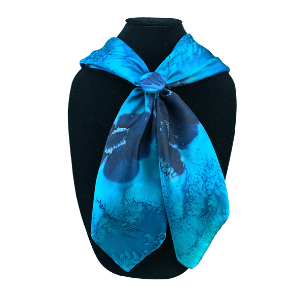 Set Cuadrado de seda y clip de esmeralda de la flor marina - Soierie Huo