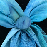 Foulard carré de soie émeraude fleurs marines - Soierie Huo