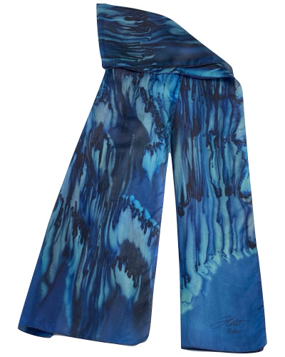 Navy cast silk scarf - Soierie Huo