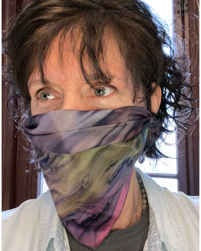 Masque, Couvre visage en soie Mauvine - Soierie Huo