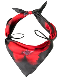 Masque, Couvre visage en soie Noir fleurs rouges - Soierie Huo