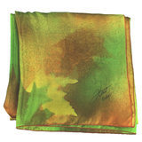 Foulard carré de soie érable vert et rouge - Soierie Huo